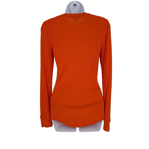 Lauren Ralph Lauren Womens Orange Ribbed Long Sleeve Half-Zip Top M - Picture 5 of 10
